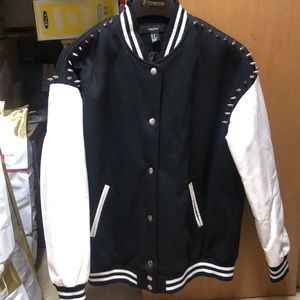 Forever 21 Spiked Letterman Varsity Jacket